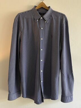 Ralph Lauren Polo Striped Button‑Down Shirt Blue White XXL